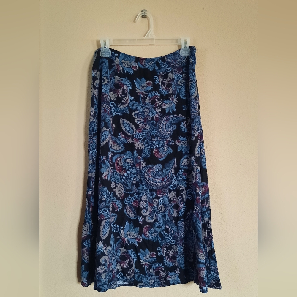Croft & Barrow Paisley Watercolor Slip Skirt Rayon